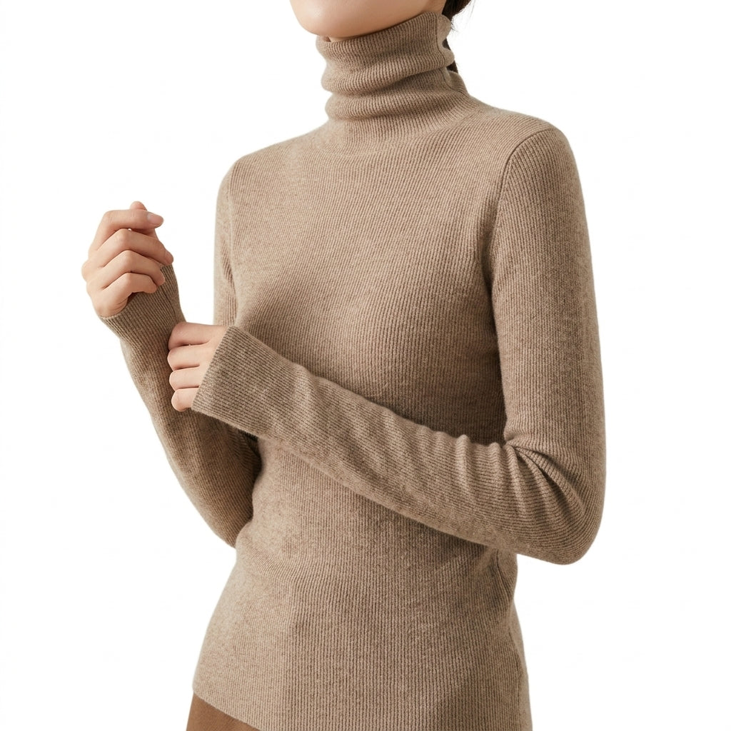 Women's Cashmere Turtleneck Sweater with Long Sleeves