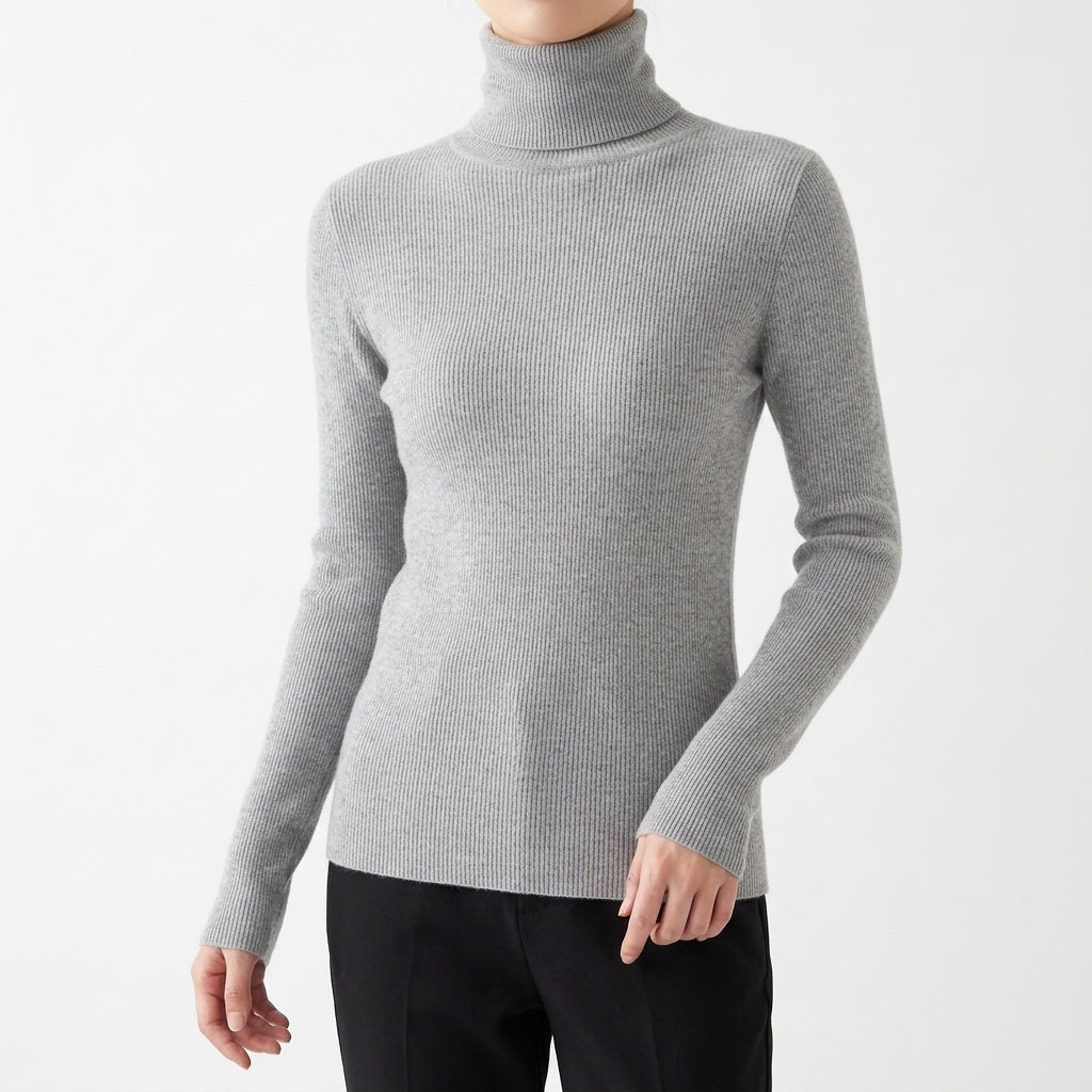 Women's Cashmere Turtleneck Sweater with Long Sleeves