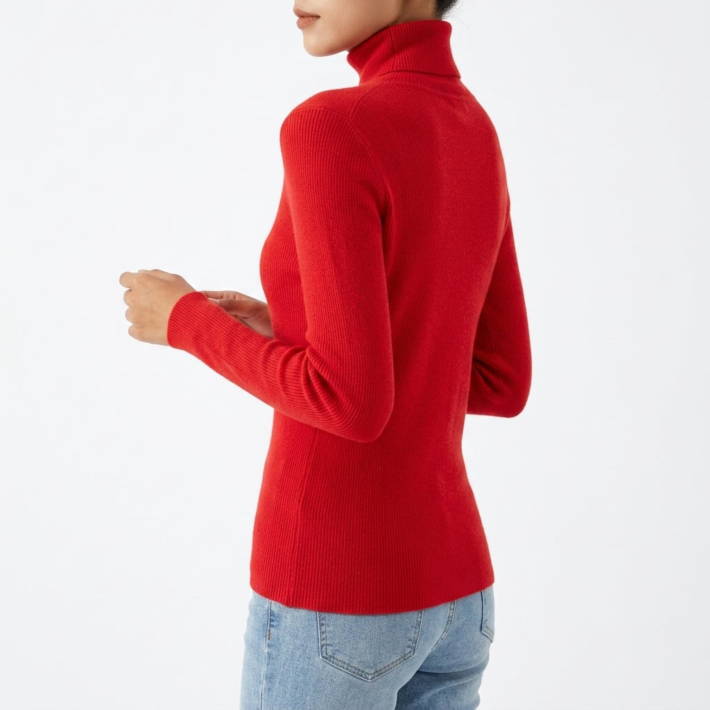 Women's Cashmere Turtleneck Sweater with Long Sleeves