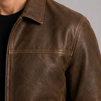 Men's Relaxed Leather Zip-Up Flight Jacket
