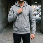 Men's Cotton Zip-Up Hoodie with Utility Pockets
