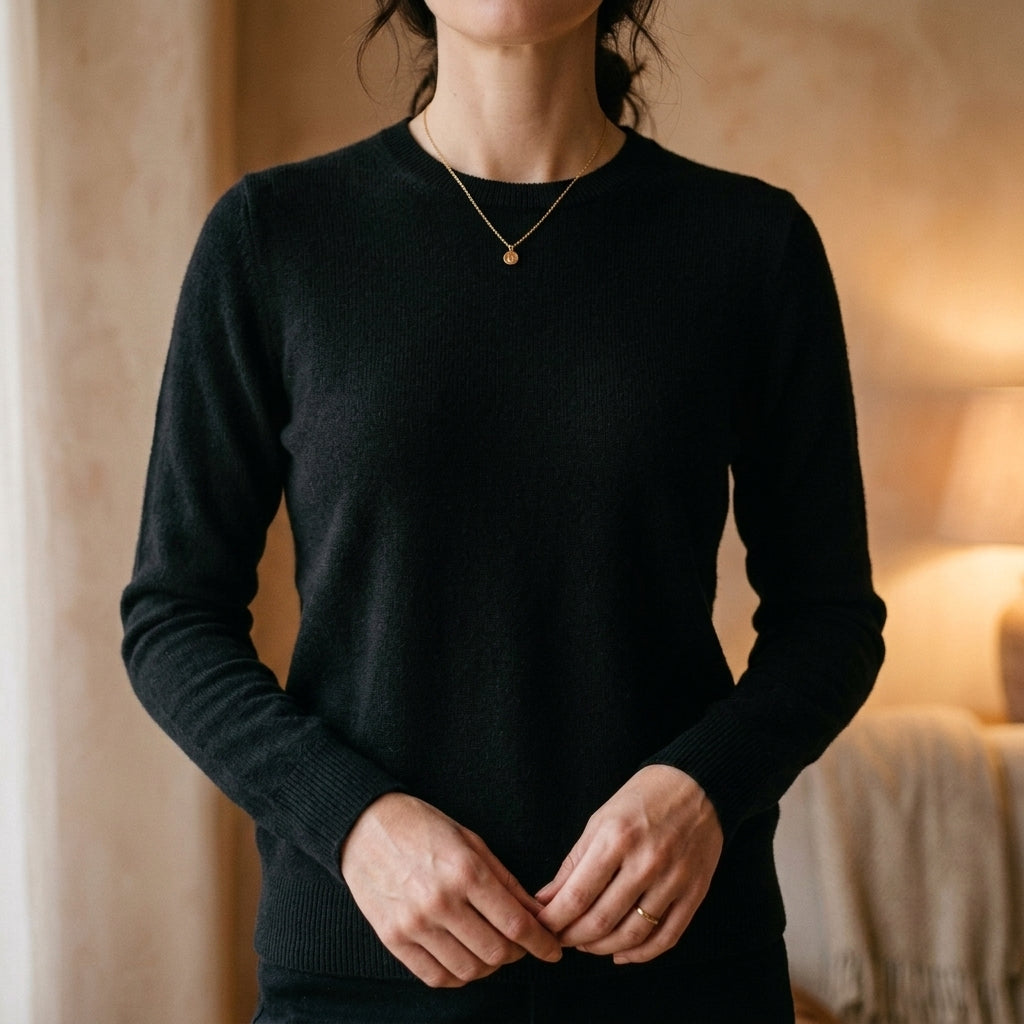 Women's Cashmere Crew Neck Sweater with Relaxed Fit