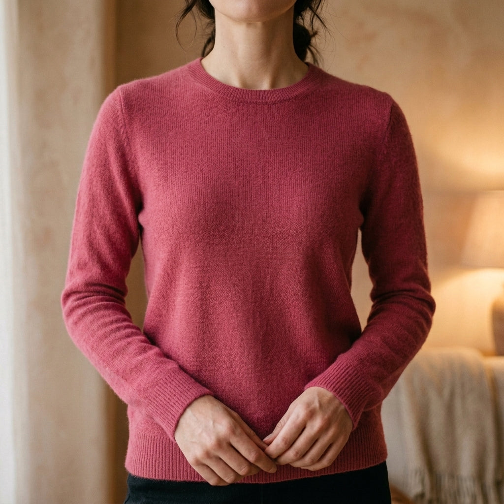 Women's Cashmere Crew Neck Sweater with Relaxed Fit