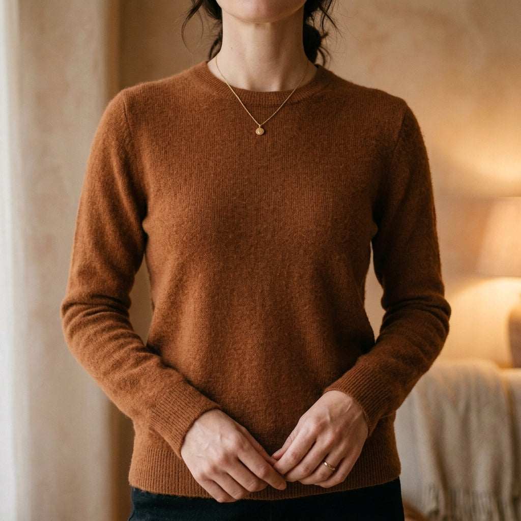 Women's Cashmere Crew Neck Sweater with Relaxed Fit
