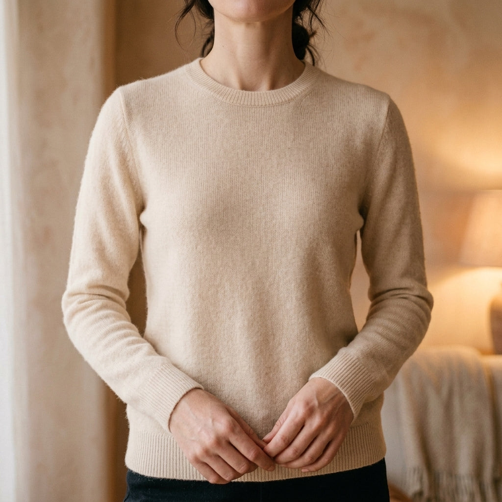 Women's Cashmere Crew Neck Sweater with Relaxed Fit
