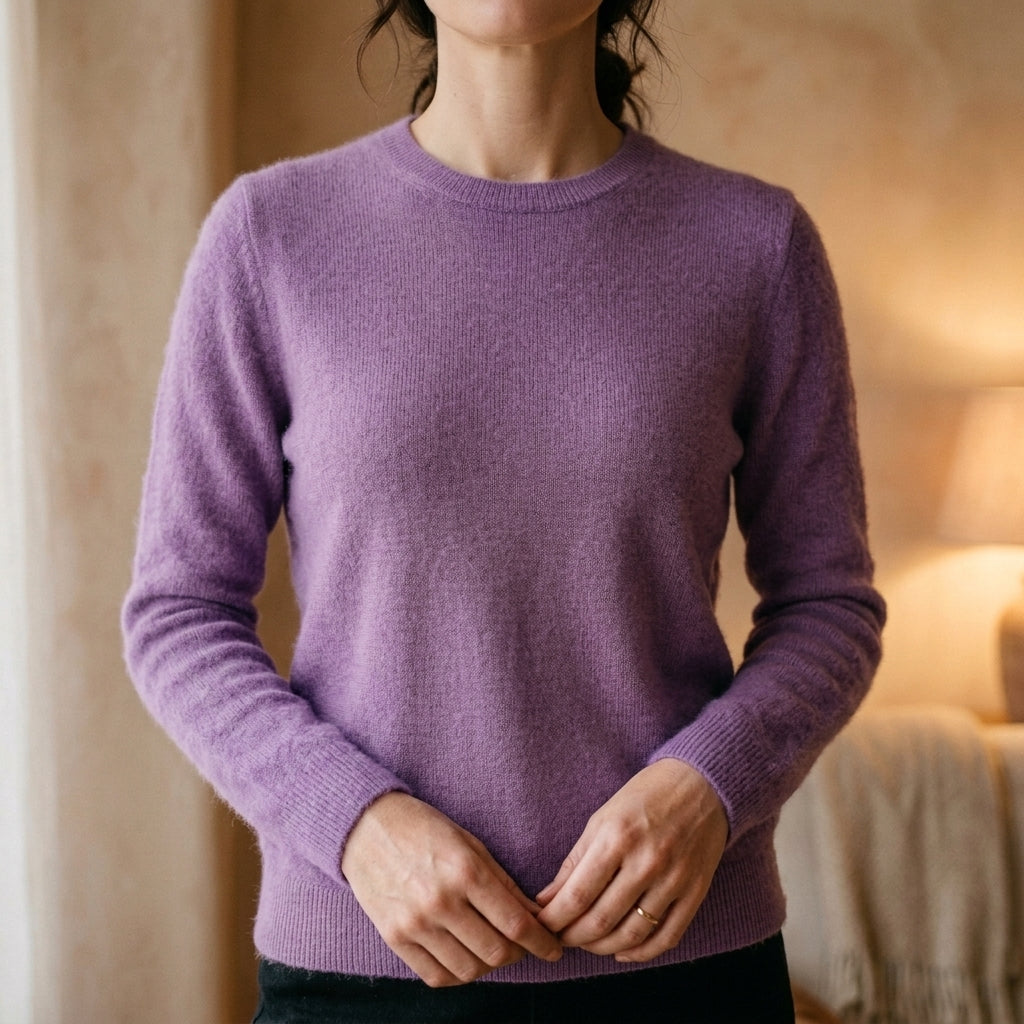 Women's Cashmere Crew Neck Sweater with Relaxed Fit