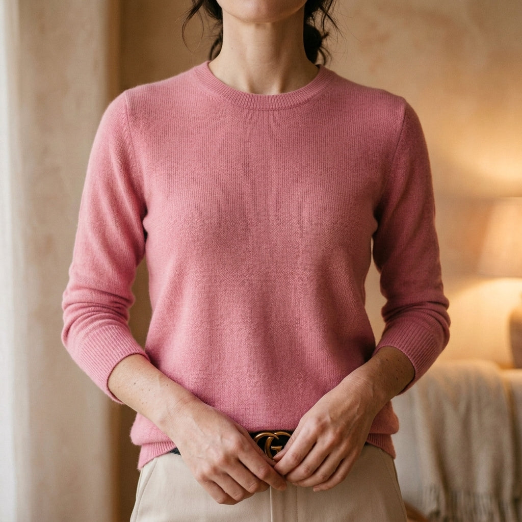 Women's Cashmere Crew Neck Sweater with Relaxed Fit