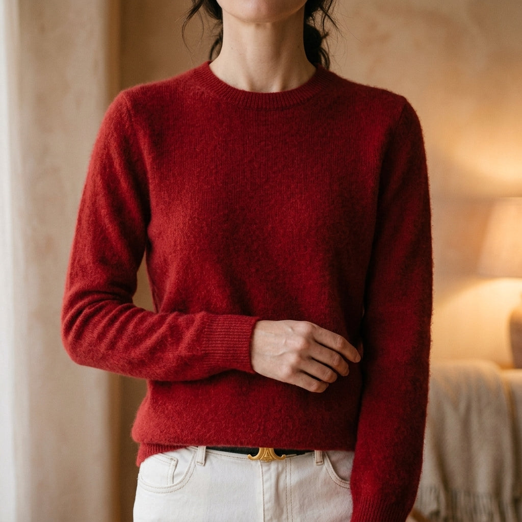 Women's Cashmere Crew Neck Sweater with Relaxed Fit