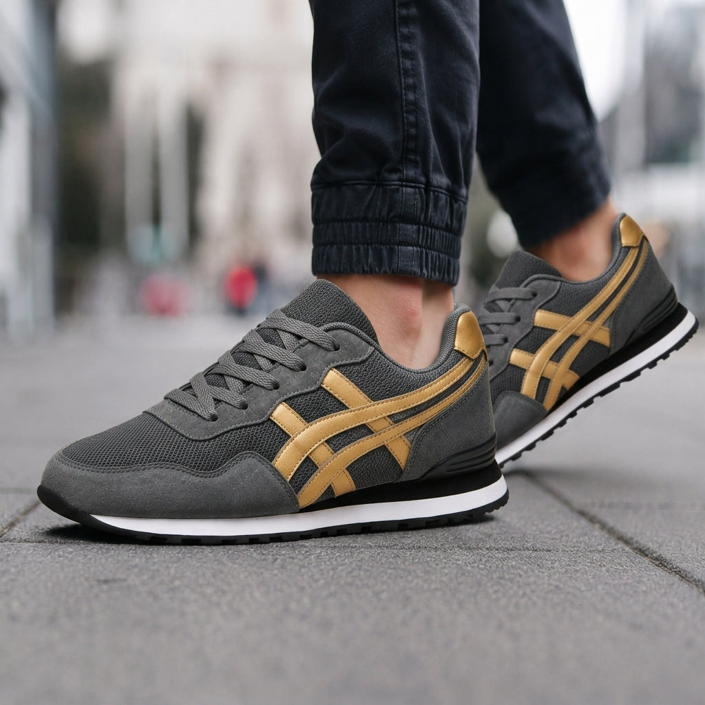 Men's Canvas Lace-Up Sneakers with Layered Soles