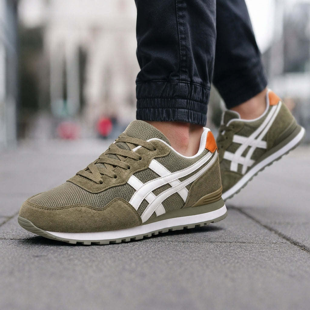 Men's Canvas Lace-Up Sneakers with Layered Soles