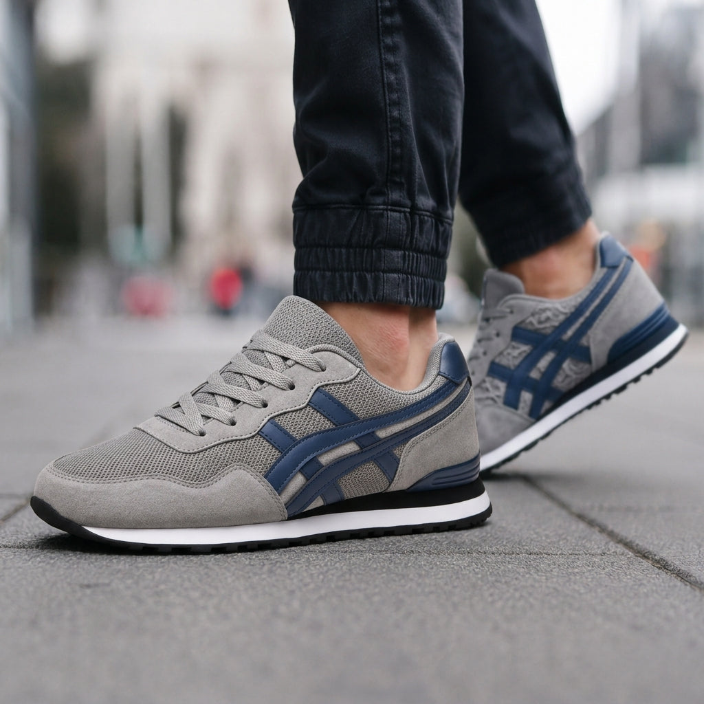 Men's Canvas Lace-Up Sneakers with Layered Soles