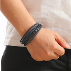Men's Braided Layered Bracelet with Magnetic Clasp