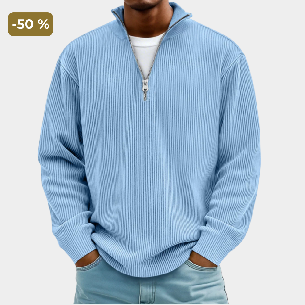Men's High-Neck Half-Zip Knit Sweater