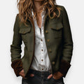 Women's Herringbone Tweed Jacket with Stand Collar