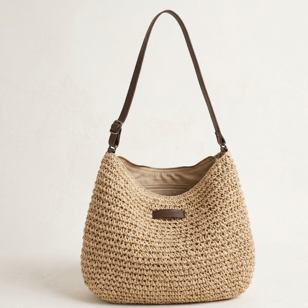 Women's Woven Hobo Crossbody Bag with Adjustable Strap