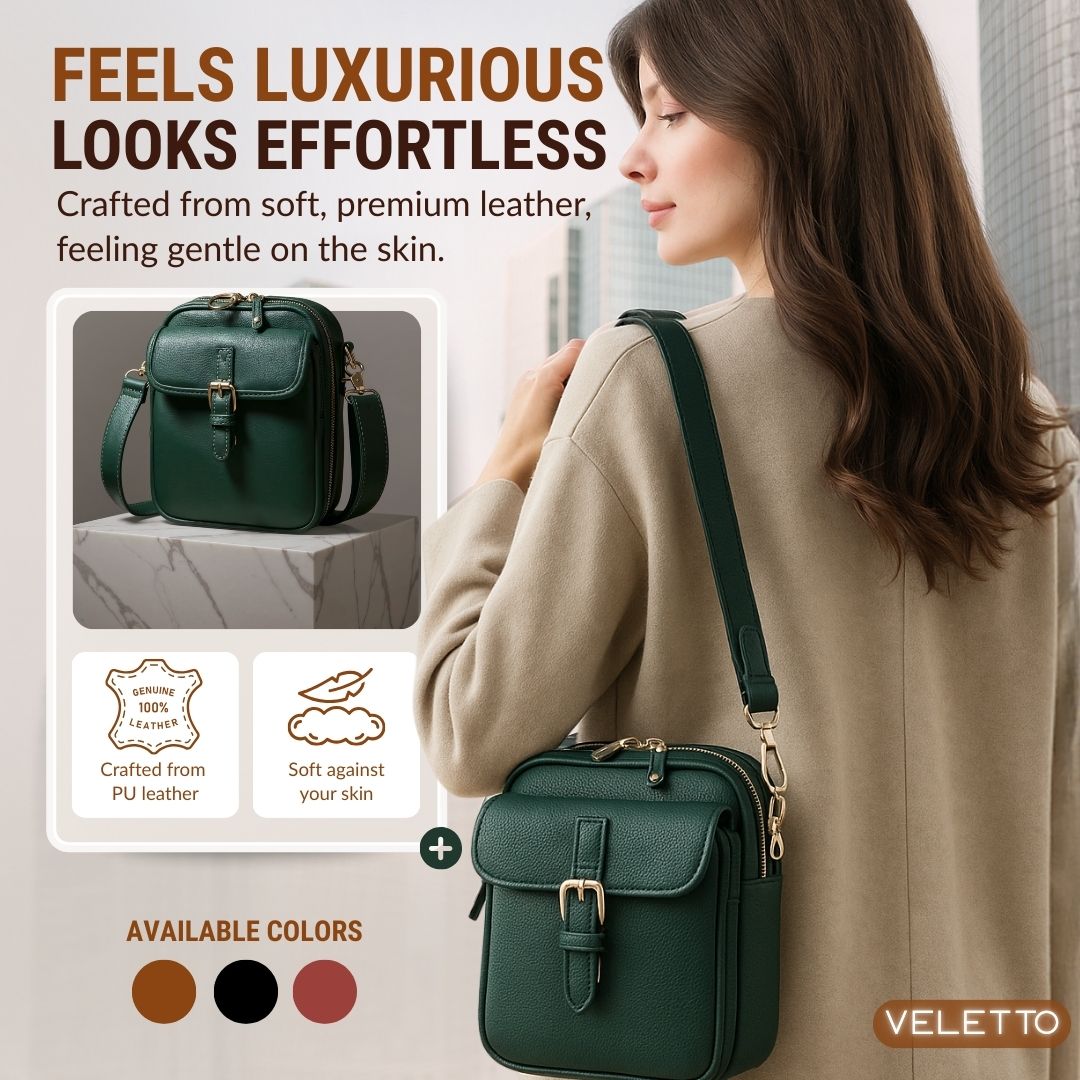 Women's Faux Leather Organizer Crossbody Bag
