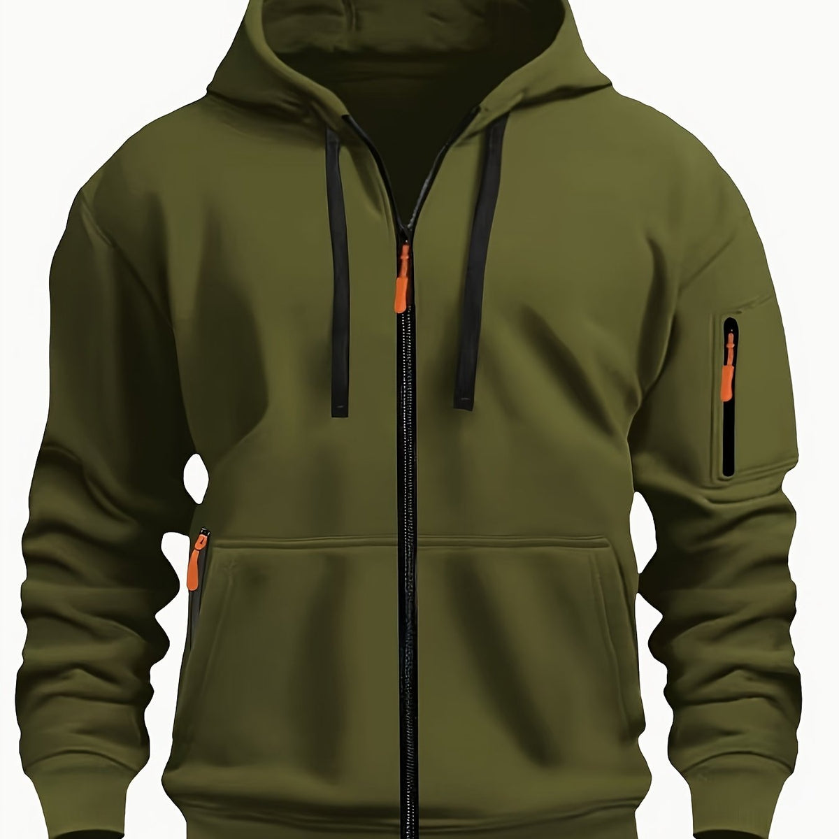 Men's Full-Zip Hoodie with Sleeve Zip Pocket