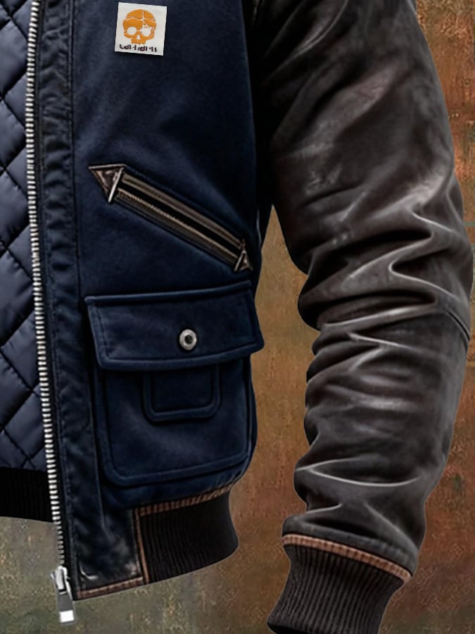 Men's Diamond Quilted Jacket with Snap Front