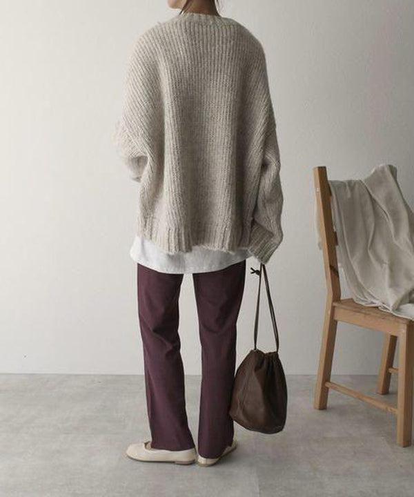 Women's Oversized Chunky Knit Sweater with Side Pocket