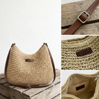 Women's Woven Hobo Crossbody Bag with Adjustable Strap