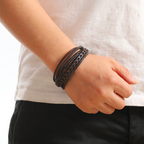 Men's Braided Layered Bracelet with Magnetic Clasp