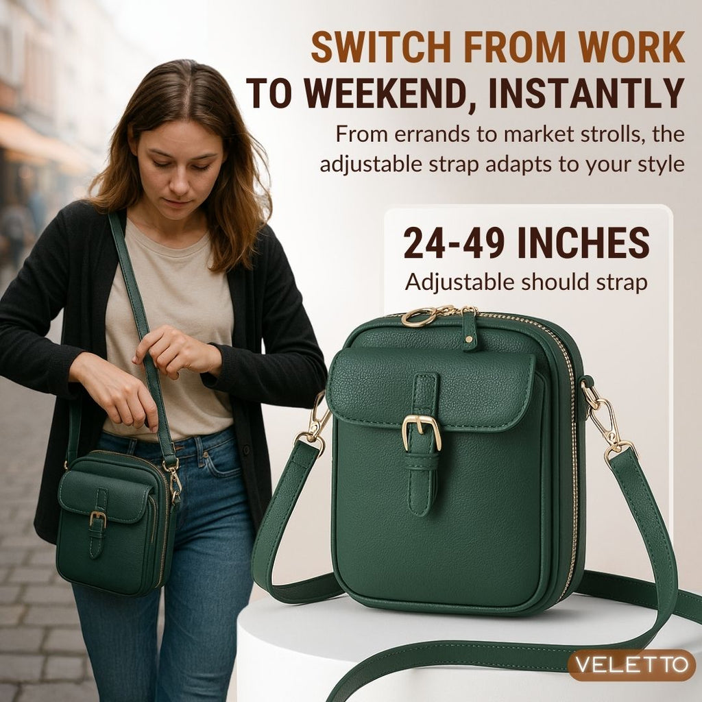 Women's Faux Leather Organizer Crossbody Bag