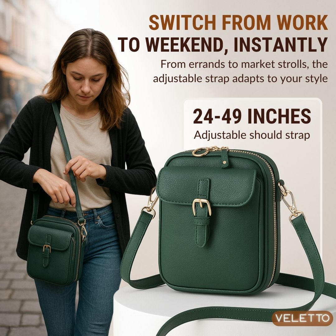 Women's Faux Leather Organizer Crossbody Bag