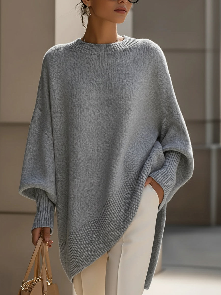 Women's Asymmetric Hem Poncho Sweater
