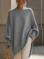 Women's Asymmetric Hem Poncho Sweater