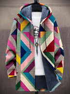 Women's Fleece-Lined Patchwork Hooded Jacket