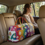 Padded Patchwork Travel Duffel Bag with Zip Closure