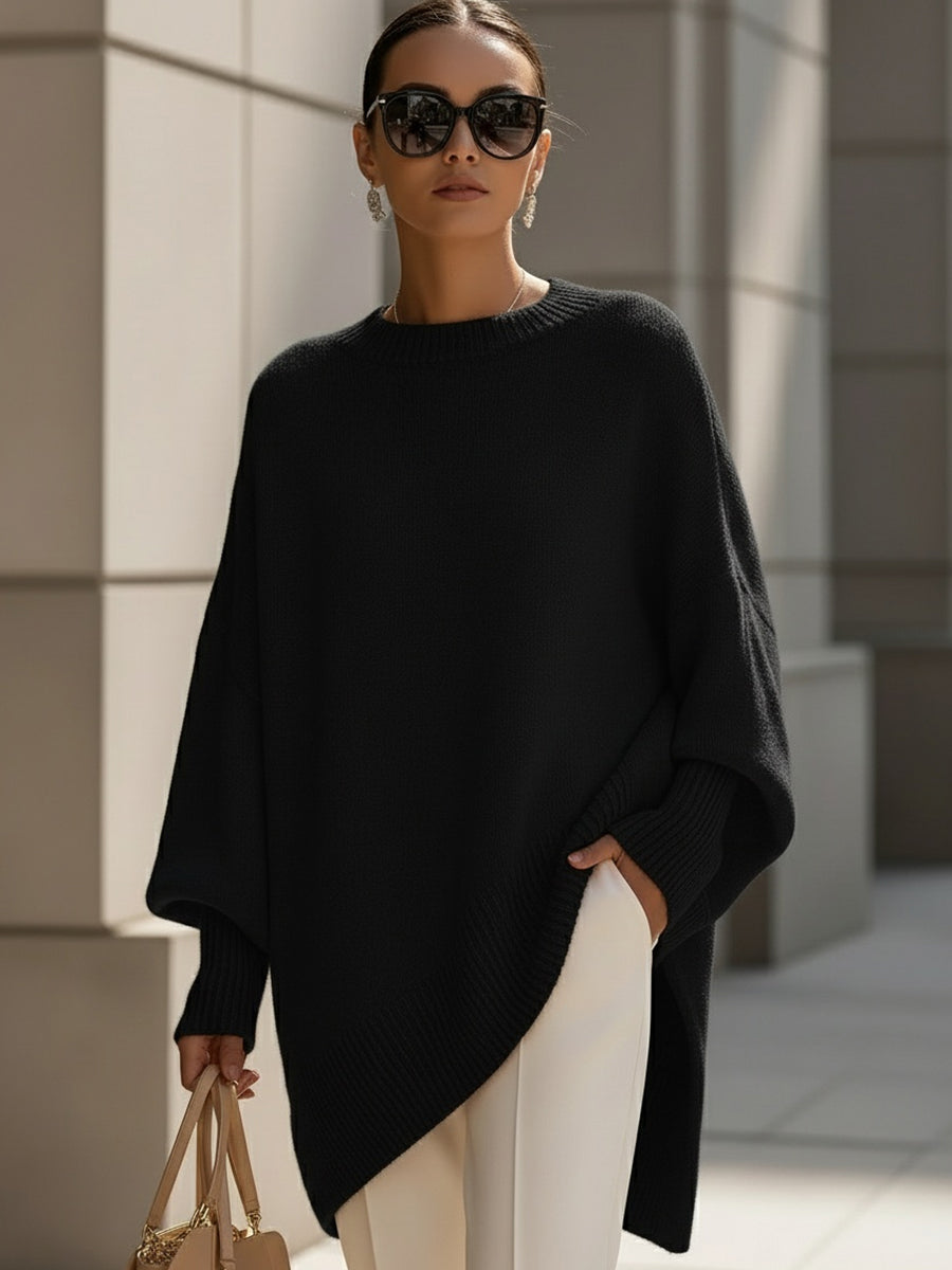 Women's Asymmetric Hem Poncho Sweater