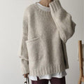 Women's Oversized Chunky Knit Sweater with Side Pocket