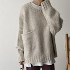 Women's Oversized Chunky Knit Sweater with Side Pocket