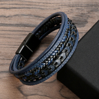 Men's Braided Layered Bracelet with Magnetic Clasp