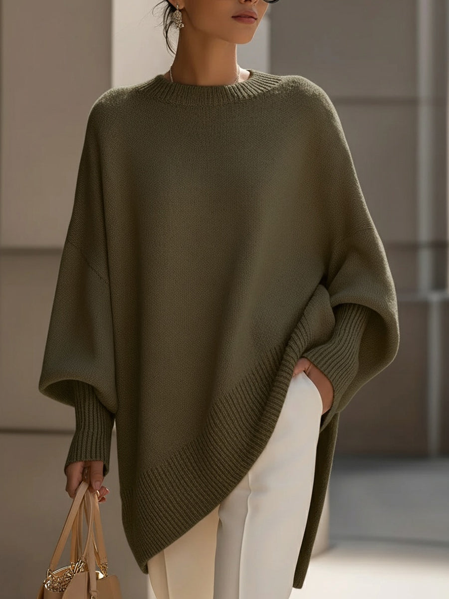 Women's Asymmetric Hem Poncho Sweater