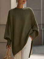 Women's Asymmetric Hem Poncho Sweater