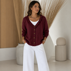 Women's Ruffle Collar Button-Front Knit Cardigan