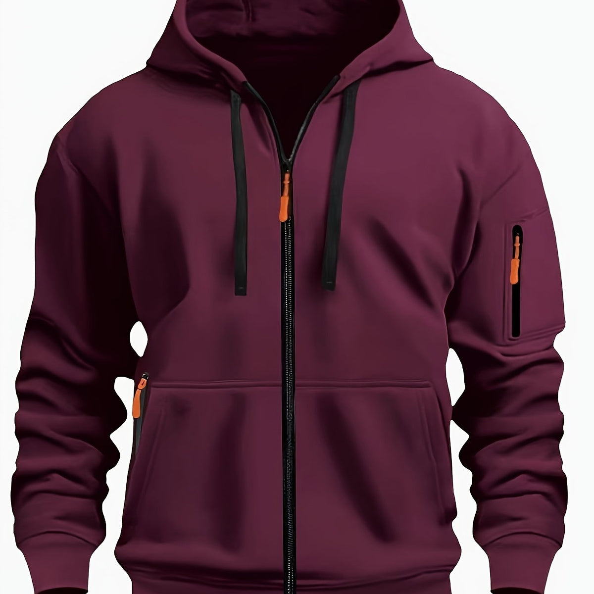 Men's Full-Zip Hoodie with Sleeve Zip Pocket