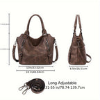 Women's Faux Leather Tote Bag with Shoulder Strap