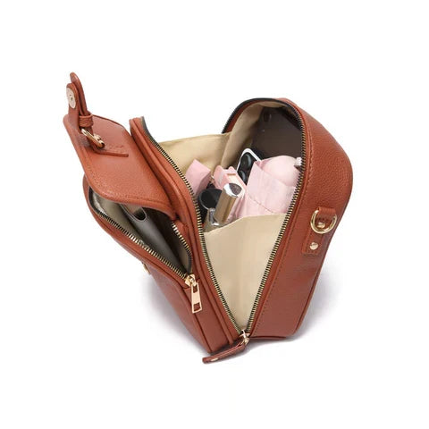 Women's Faux Leather Organizer Crossbody Bag