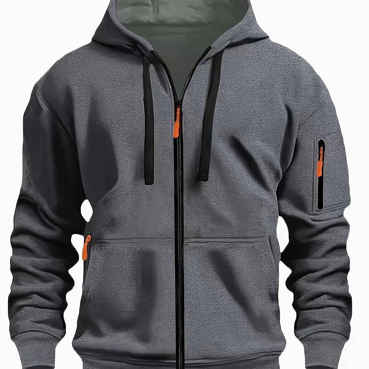 Men's Full-Zip Hoodie with Sleeve Zip Pocket
