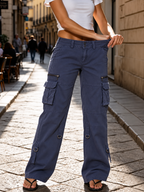 Women's Wide Leg Cargo Pants with Utility Pockets