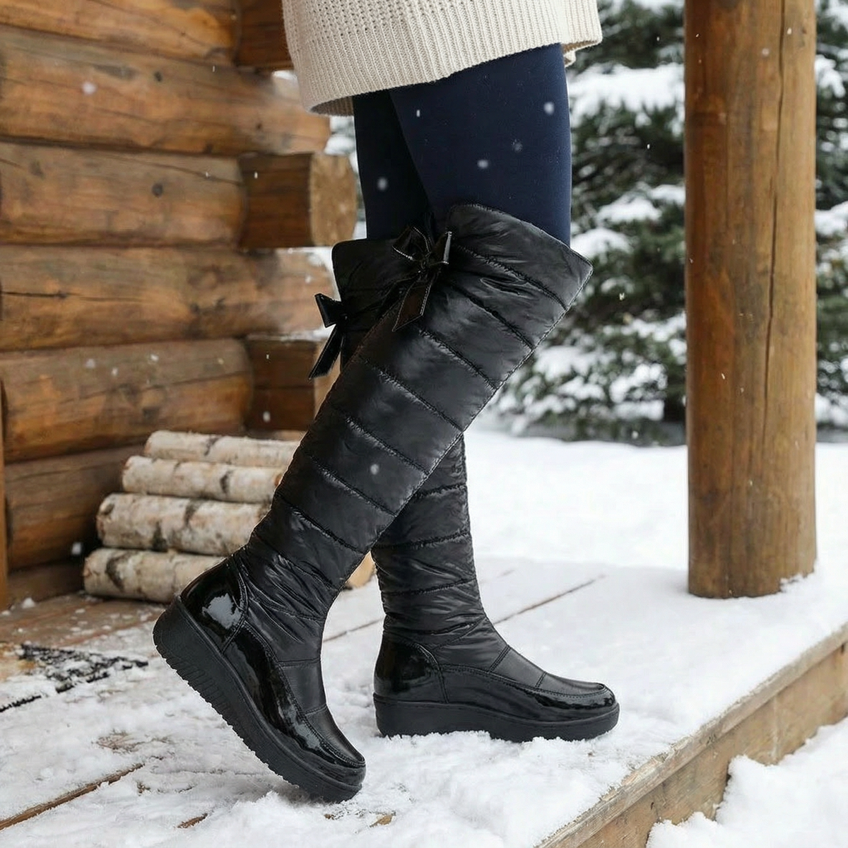 Women's Fleece-Lined Over-the-Knee Winter Boots