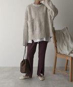 Women's Oversized Chunky Knit Sweater with Side Pocket