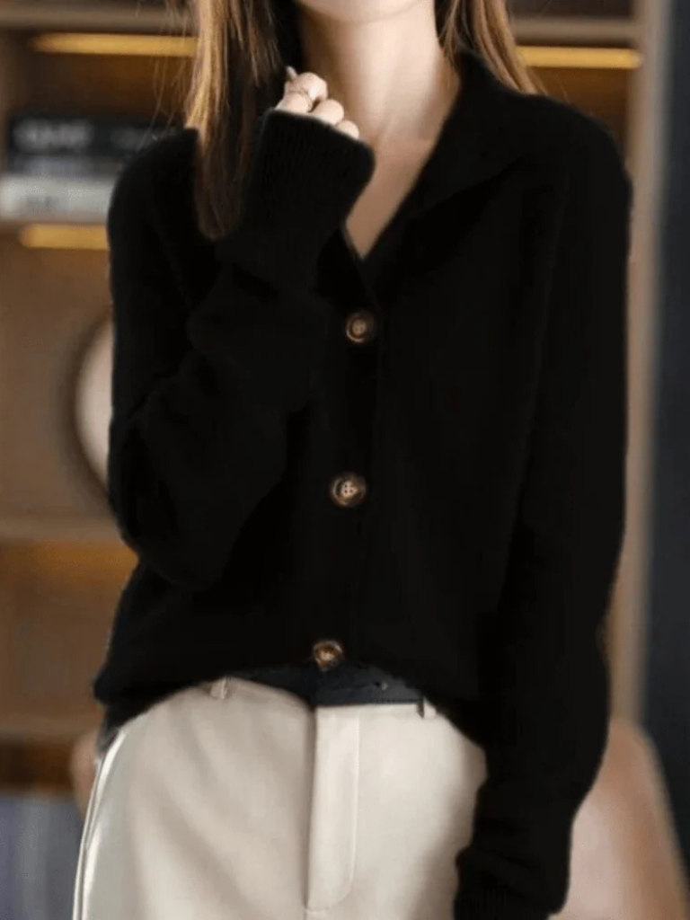 Women's High-Collar Button-Front Knit Cardigan