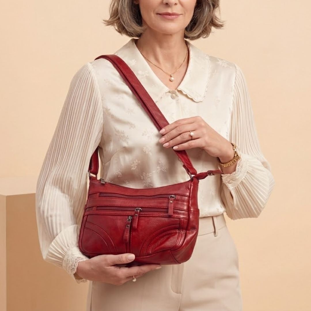 Women's Multi-Pocket Shoulder Bag with Adjustable Strap