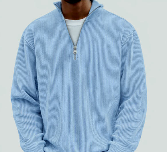 Men's High-Neck Half-Zip Knit Sweater