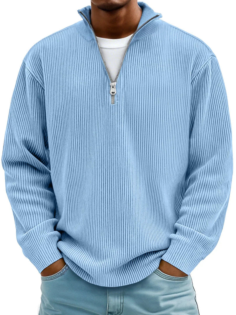 Men's Relaxed Half-Zip Ribbed Sweater