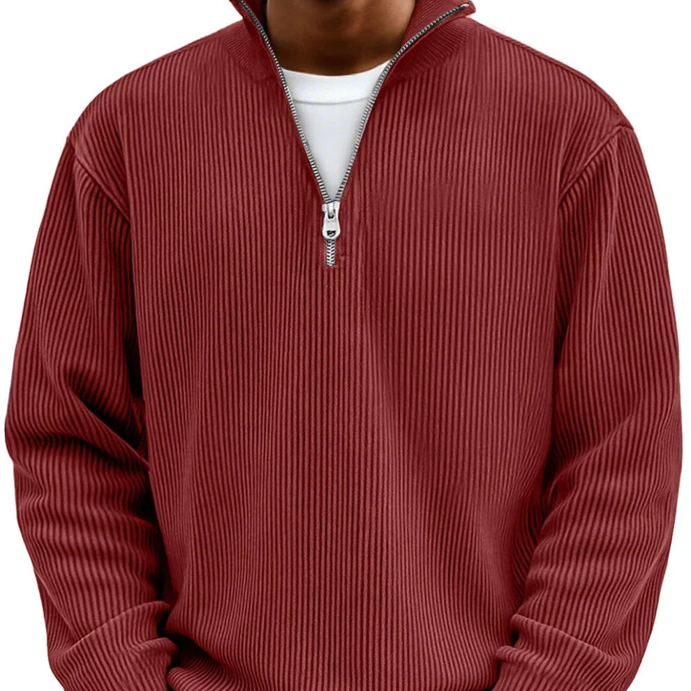 Men's High-Neck Half-Zip Knit Sweater